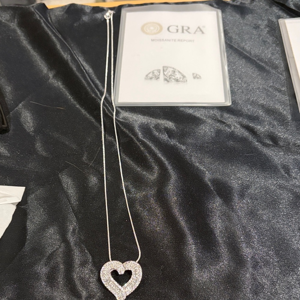 Moissanite Heart Pendant Necklace with .925 chain